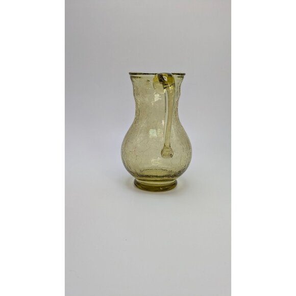 Kanawha Art Glass Crackle Glass Yellow Amber Pitcher - Picture 14 of 14